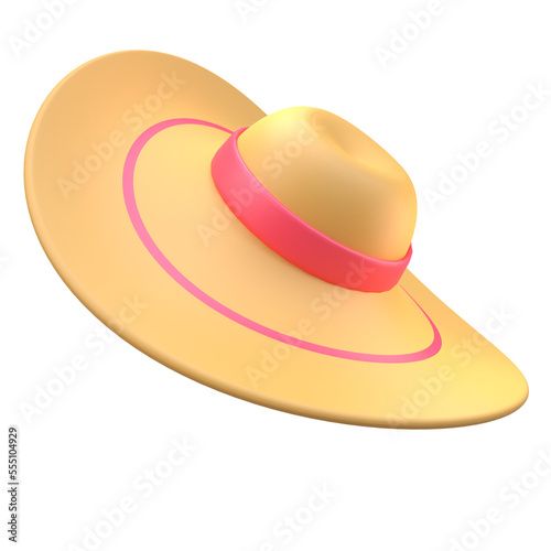 Isolated pamela hat on white background. Vacation, summer, spring, holiday