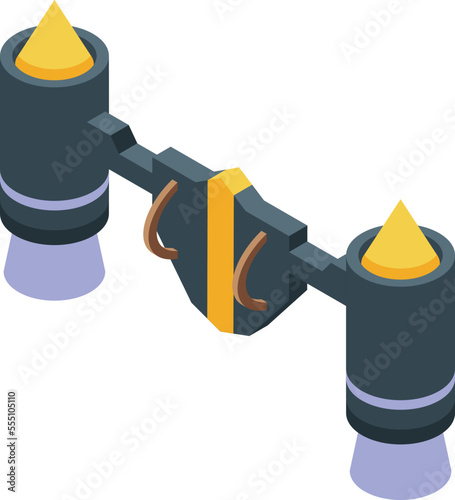 Super jet rocket icon isometric vector. Fire pack. Space air device