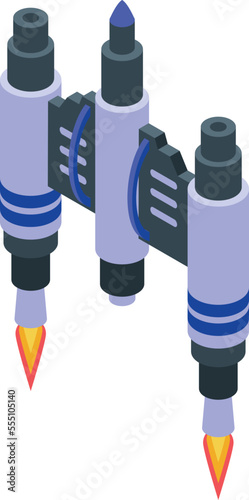 Jetpack device icon isometric vector. Fire jet. Space air