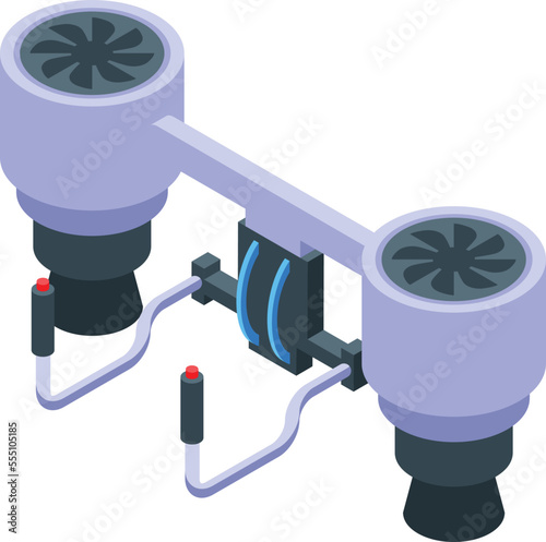 Air pack icon isometric vector. Fire jet. Space model