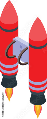 Red jetpack icon isometric vector. Fire jet. Future rocket