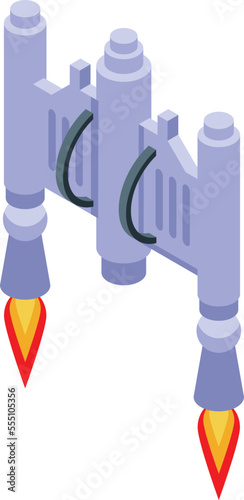 Technology jetpack icon isometric vector. Fire jet. Space model