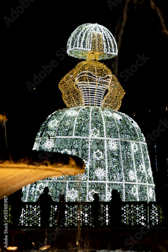 Menina. Menina de luz decorating the streets of the city of Madrid at Christmas time. Merry Christmas 2022. Photography.