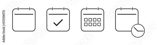 Callendar icon. Calendar planner icon collection. Reminder organizer event signs. Calendar notification icon. Business plan schedule. Stock vector