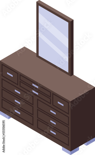 Bedroom mirror furniture icon isometric vector. Wood making. Custom drill
