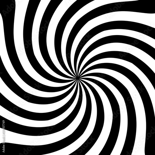 Vector black and white spiral sunburst on isolated background.