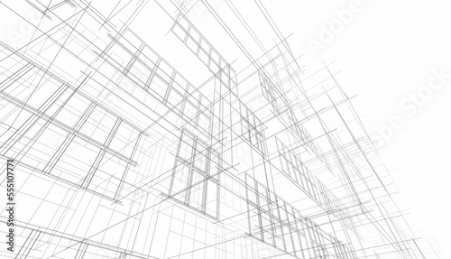 Fototapeta Naklejka Na Ścianę i Meble -  Abstract architecture rendering 3d illustration
