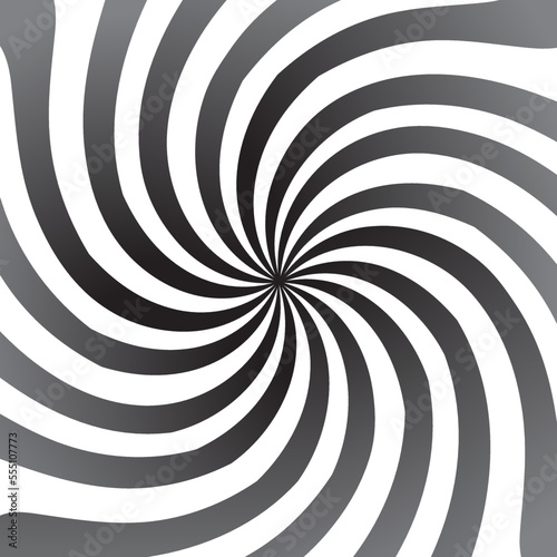 Vector black and white spiral sunburst on isolated background.