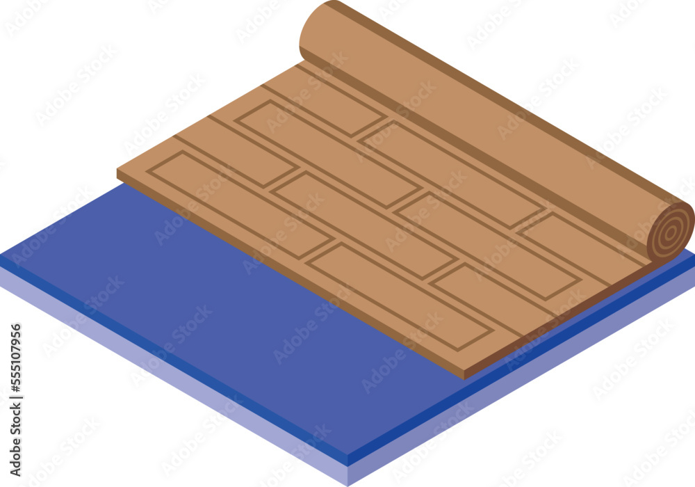 Floor roll icon isometric vector. New interior. Room repairing Floor roll icon isometric vector. New interior. Room repairing