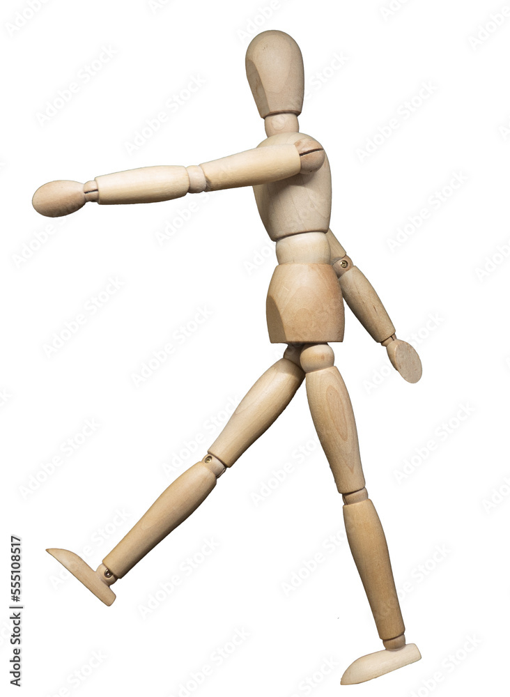 Jointed wooden figure of a person marching or doing the goosestep Jointed wooden figure of a person marching or doing the goosestep