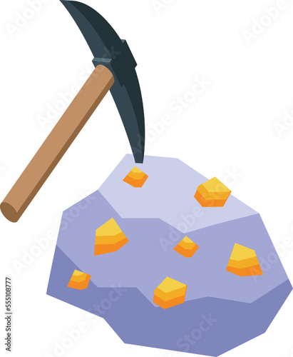 Gold mine pick axe icon isometric vector. Work cart. Cart miner