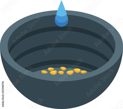 Gold bowl icon isometric vector. Mine stone. Work cave