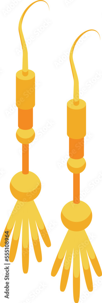 Golden earrings icon isometric vector. Gold mine. Work cave Golden earrings icon isometric vector. Gold mine. Work cave