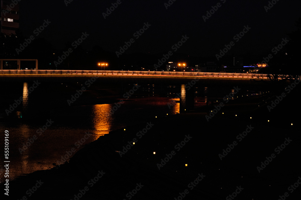 ライトアップされた橋　桜城橋
