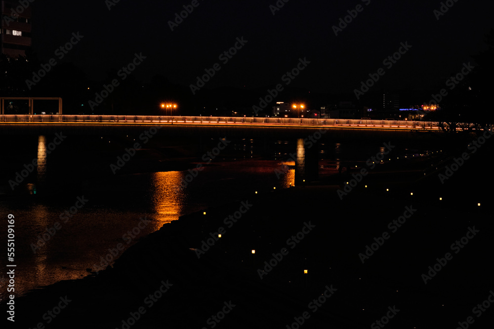 Fototapeta premium ライトアップされた橋 桜城橋