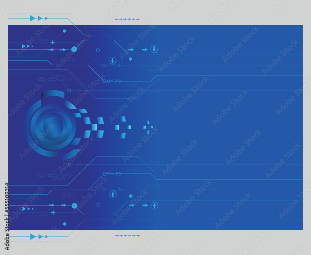 Fototapeta premium Technology concept. Digital internet communication blue background. Connection hi-tech vector design. 