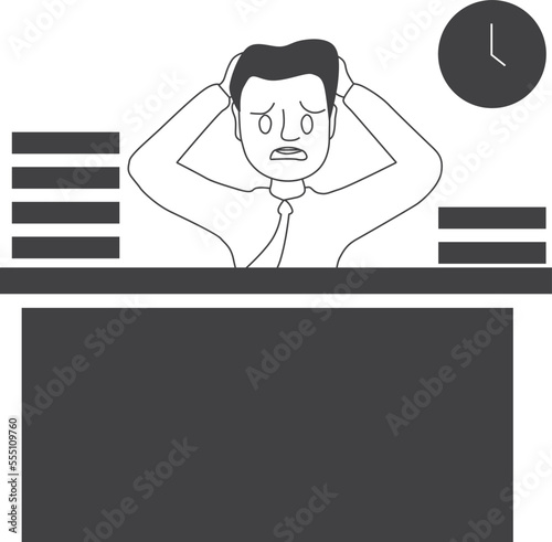 Worker stressed icon, workload icon black vector