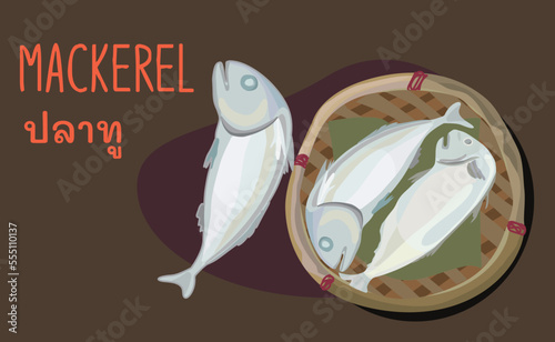 Thai food streamed mackerel fish in the basket thai food