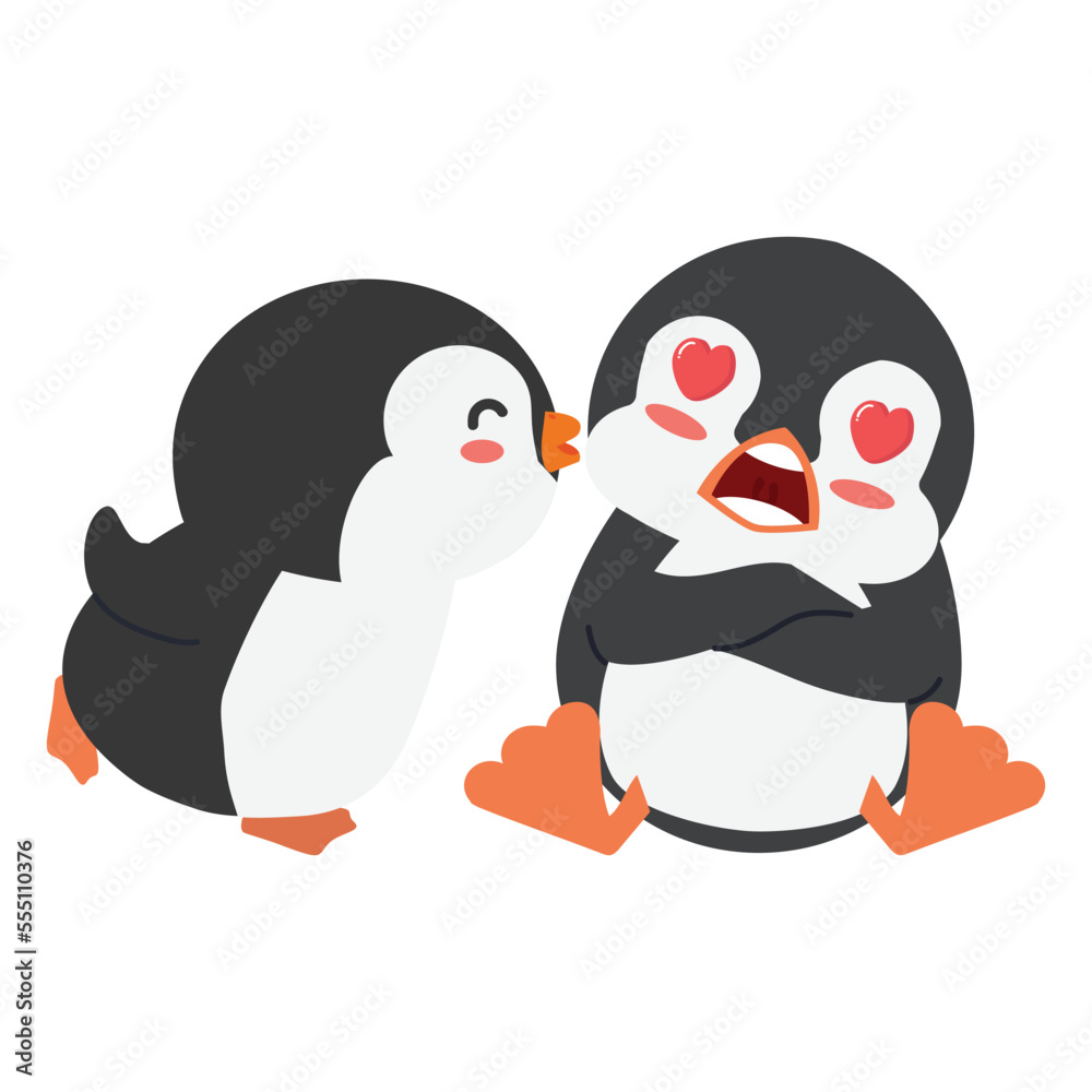 Obraz premium cute penguins fall in love