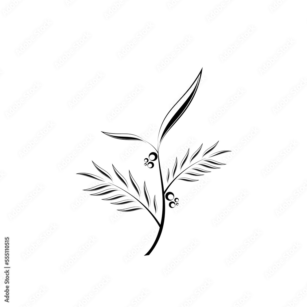 Minimalist leaves art logo