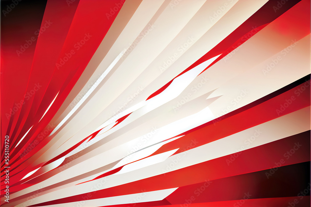 beautiful modern red and white color spectrum stripes and geometric shapes as futuristic abstract background, made with generative ai