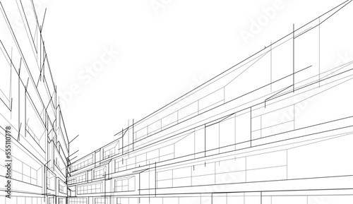 Modern architecture building vector 3d illustration