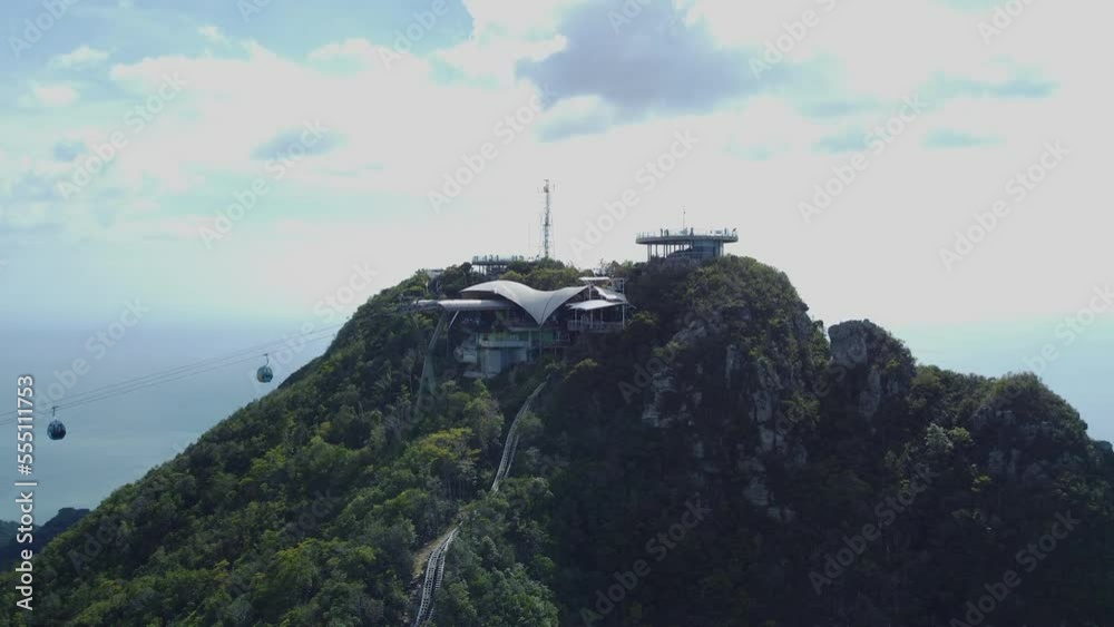 Drone view of Cable Car in Langkawi Island, Kedah, Malaysia Drone view of Cable Car in Langkawi Island, Kedah, Malaysia