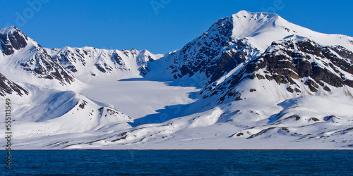 Snowcapped Mountains, Krossfjord, Arctic, Spitsbergen, Svalbard, Norway, Europe photo