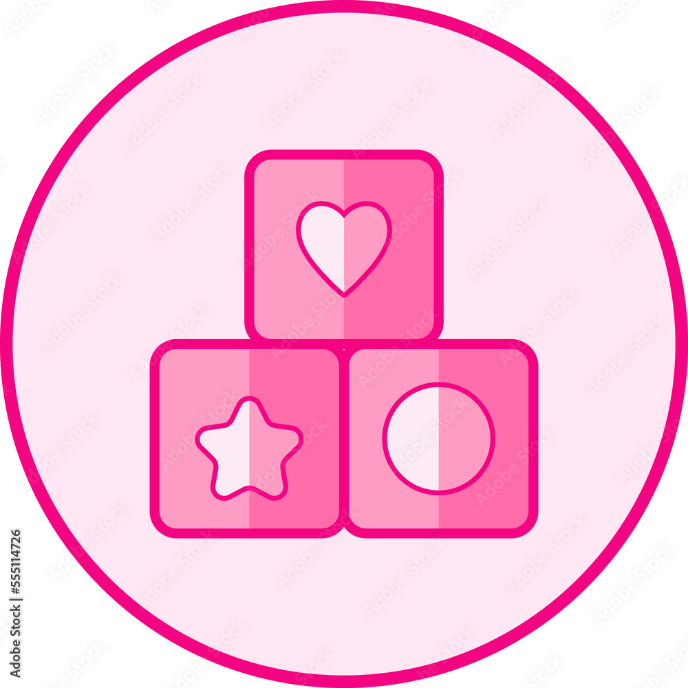 Cubes. Pink baby icon on a white background, line art vector design. Cubes. Pink baby icon on a white background, line art vector design.