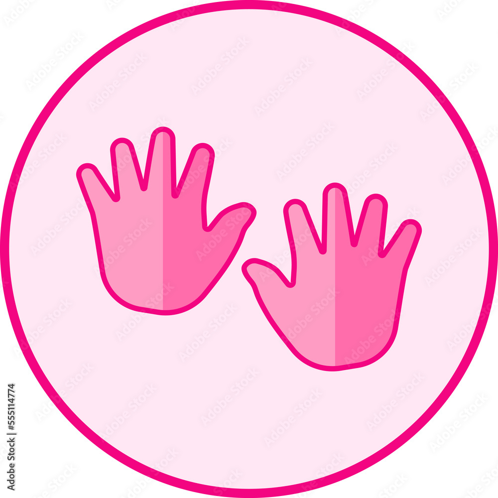 Palm prints. Pink baby icon on a white background, line art vector design. Palm prints. Pink baby icon on a white background, line art vector design.