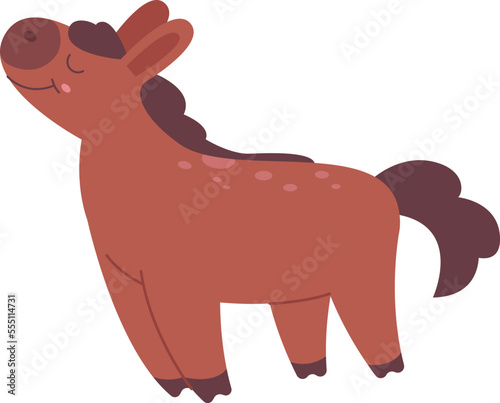 Cute baby horse flat icon Funny animal