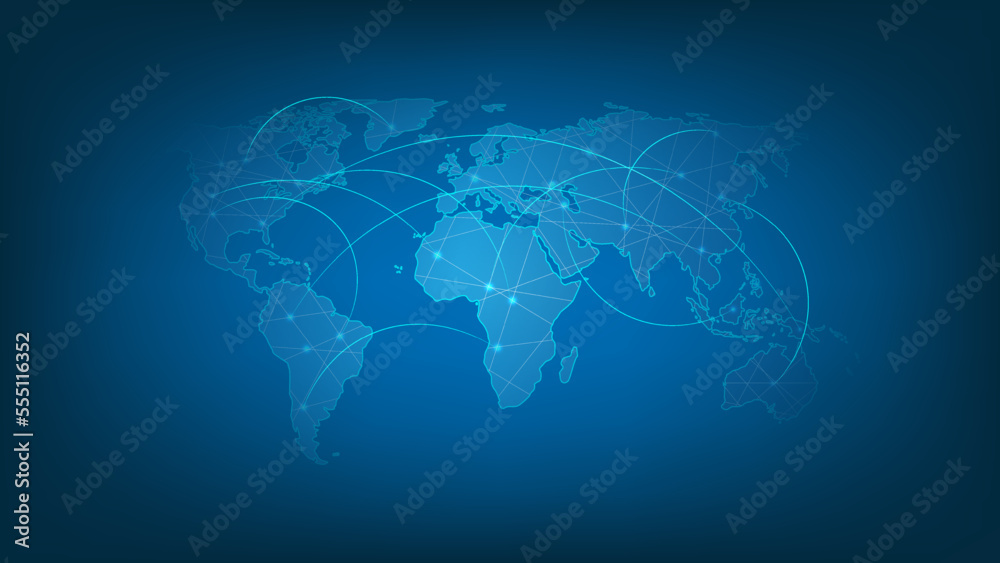 Illustration of world map and line connection.