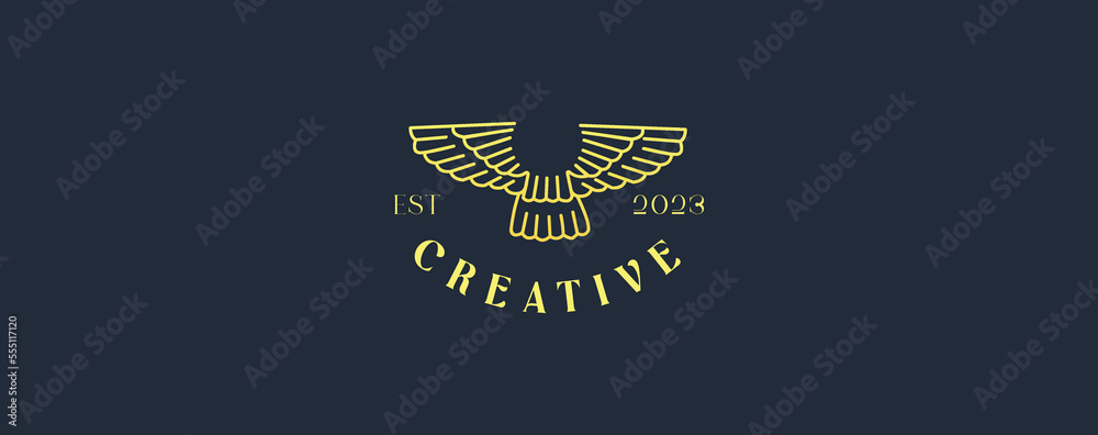 Creative eagle bird monoline logo vector icon illustration.