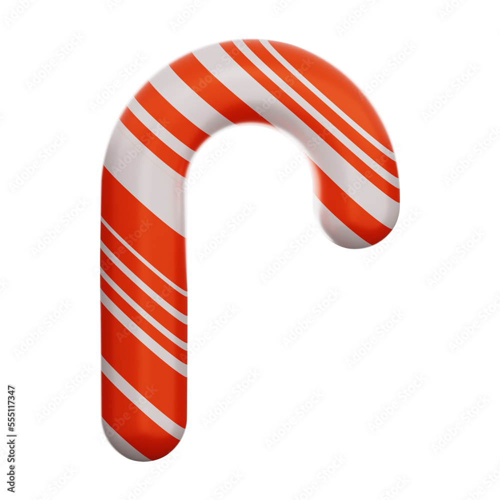 Premium Christmas candy cane icon 3d rendering on isolated background Premium Christmas candy cane icon 3d rendering on isolated background