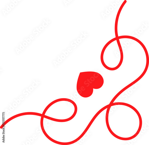 Frame with curls and heart design flat icon