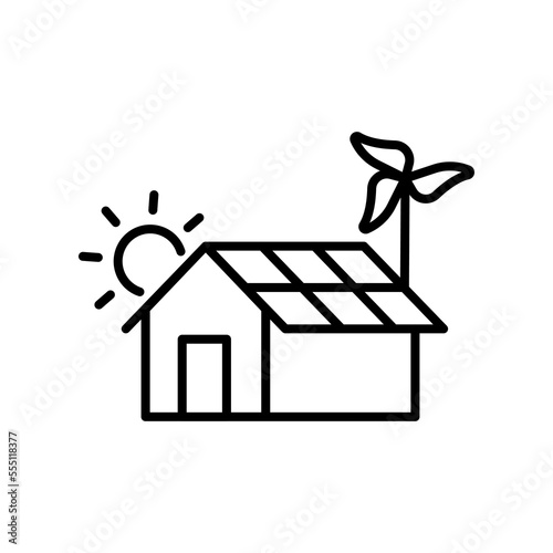 Home renewable energy line icon
