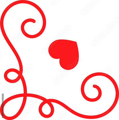 Frame with curls and heart design flat icon