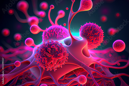 Cancer cells, malignant cells, generative ai illustration photo
