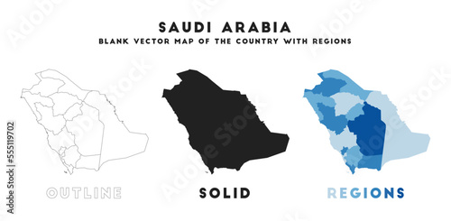 Saudi Arabia map. Borders of Saudi Arabia for your infographic. Vector country shape. Vector illustration.