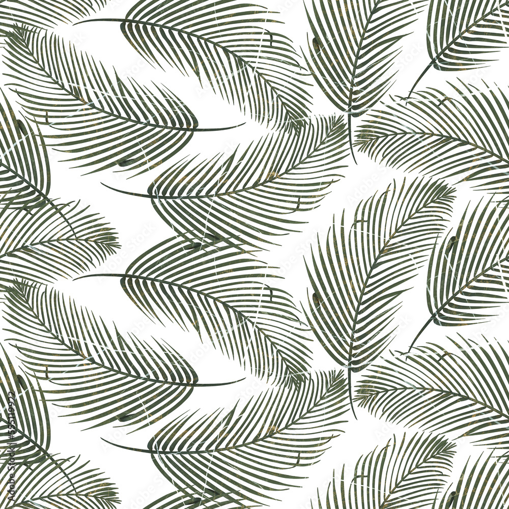 Digital colorful wall tile design for washroom and kitchen with tropical leaves. Seamless tropical pattern on a white background.Seamless print for fabric, wallpaper and other promotional materials. 