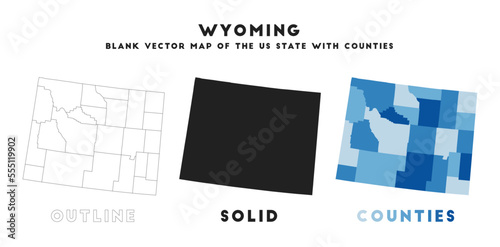 Wyoming map. Borders of Wyoming for your infographic. Vector US state shape. Vector illustration.