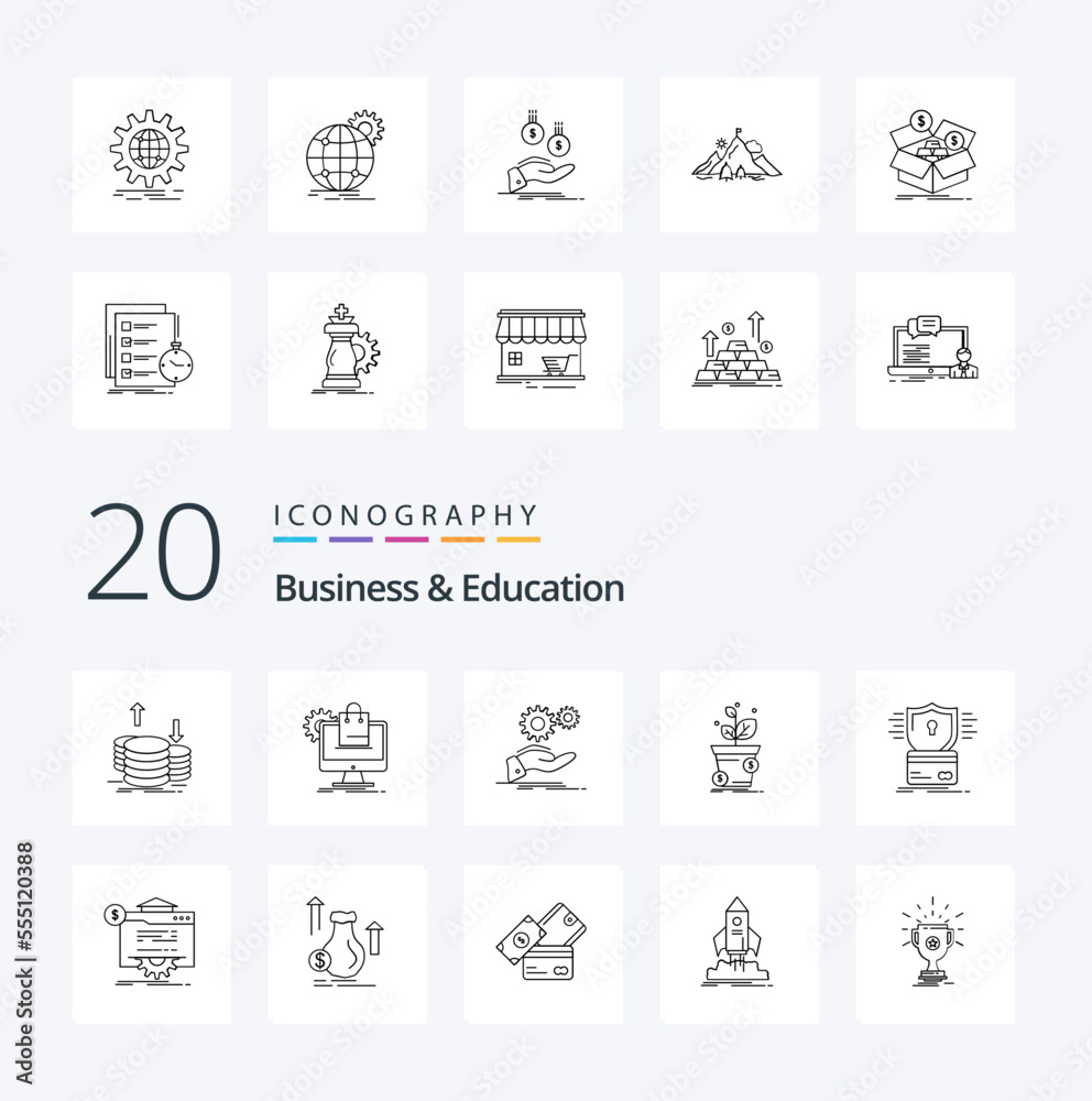 20 Business And Education Line icon Pack. like pot. dollar. services. services. idea