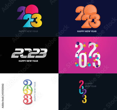 Big Collection of 2023 Happy New Year symbols. Cover of business diary for 2023 with wishes. Vector New Year Illustration © Muhammad
