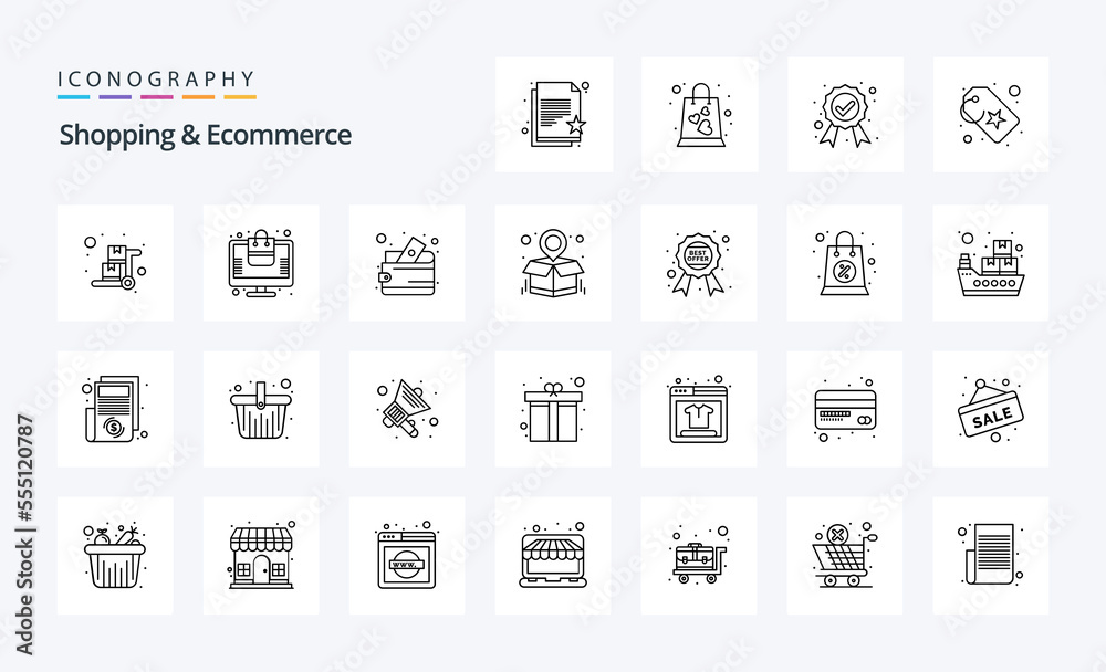 25 Shopping & Ecommerce Line icon pack. Vector icons illustration