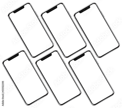 Six smartphone mock up templates isolated png