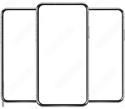 Three smartphone mock ups template isolated png