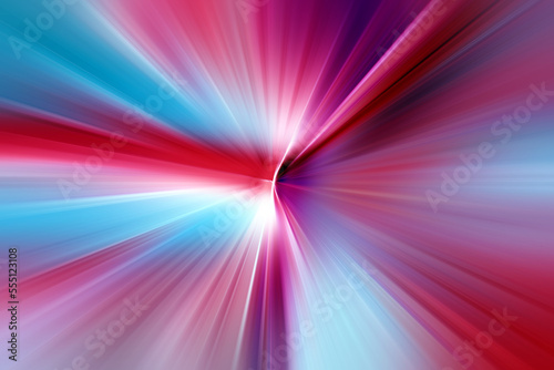 Abstract radial zoom blur surface in blue, lilac and pink tones. Bright colorful background with radial, divergent, convergent lines. 