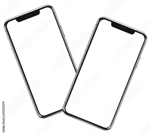 Two smartphones mock up template isolated png