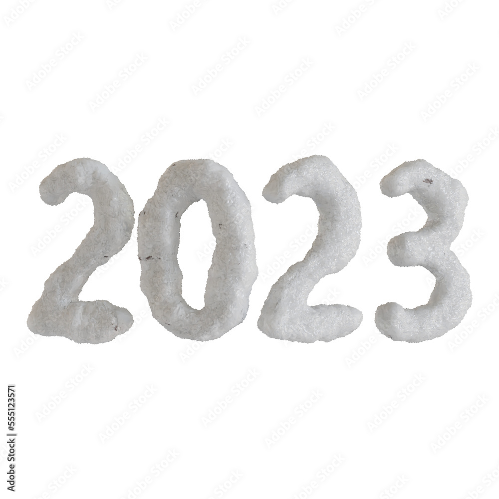 Number 2023 new year 3d render
