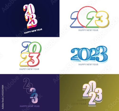 Big Set of 2023 Happy New Year logo text design. 2023 number design template. Vector New Year Illustration © Muhammad